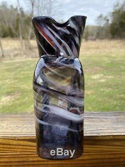 Blenko Glass Water Bottle Purple Red Pink White Frit Limited Edition 384