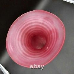 Blown Glass Copper Vase Pink Cranberry Fluted Canned Epergne Large SIGNED