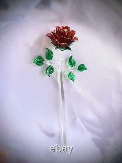 Blown glass rose Beautiful handmade sculpture adorned in 24k gold