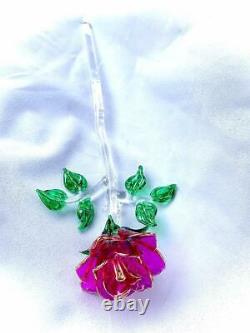 Blown glass rose Beautiful handmade sculpture adorned in 24k gold