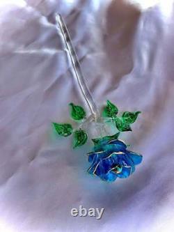 Blown glass rose Beautiful handmade sculpture adorned in 24k gold