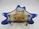 Blue and pink Mid Century art glass water droplet bowl czech sommerso