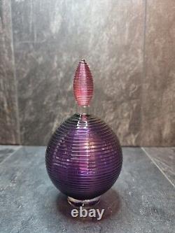 Bob Crooks Hand Blown Purple/Pink Stopper Glass Perfume Bottle H17cm X W8cm