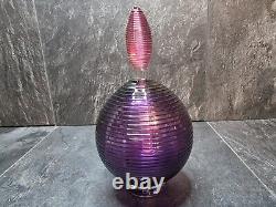 Bob Crooks Hand Blown Purple/Pink Stopper Glass Perfume Bottle H17cm X W8cm