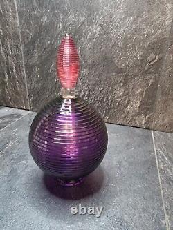 Bob Crooks Hand Blown Purple/Pink Stopper Glass Perfume Bottle H17cm X W8cm