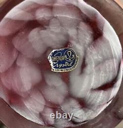 Bohemia Crystal Pink Ruffled Frilled Flower Vase Antique Vintage