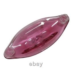 Bohemia Glass Czech Handmade Pink Art Glass Decorative Dish Label