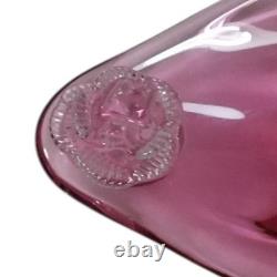 Bohemia Glass Czech Handmade Pink Art Glass Decorative Dish Label