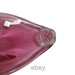 Bohemia Glass Czech Handmade Pink Art Glass Decorative Dish Label