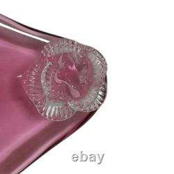 Bohemia Glass Czech Handmade Pink Art Glass Decorative Dish Label
