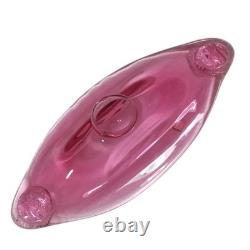 Bohemia Glass Czech Handmade Pink Art Glass Decorative Dish Label