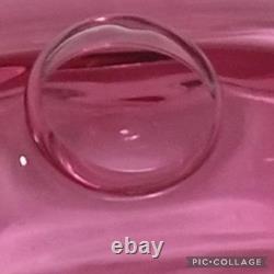 Bohemia Glass Czech Handmade Pink Art Glass Decorative Dish Label