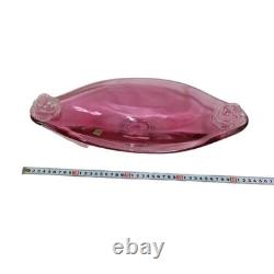 Bohemia Glass Czech Handmade Pink Art Glass Decorative Dish Label