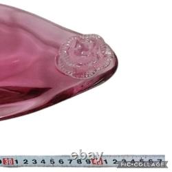Bohemia Glass Czech Handmade Pink Art Glass Decorative Dish Label