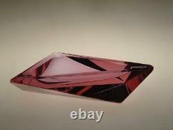 Bohemian Czech Art Deco Cubist Royalit Dichroic Cranberry Pink Glass Ashtray