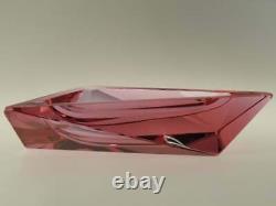 Bohemian Czech Art Deco Cubist Royalit Dichroic Cranberry Pink Glass Ashtray