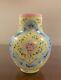 Bohemian Enameled Pastel Pink, Blue, and Yellow Moroccan Ware Art Glass Vase