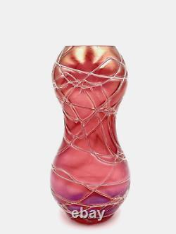 Bohemian Glass Vase Kralik/Pallme Veined Gourd Shaped Art Nouveau Czechoslovakia