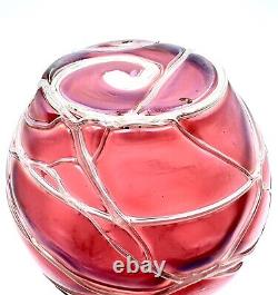 Bohemian Glass Vase Kralik/Pallme Veined Gourd Shaped Art Nouveau Czechoslovakia