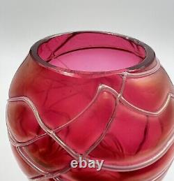 Bohemian Glass Vase Kralik/Pallme Veined Gourd Shaped Art Nouveau Czechoslovakia