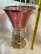 Bohemian Moser Cranberry Ruby Paneled Cabochon Vase with Gold Details 12
