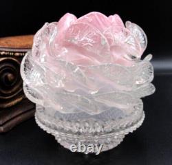 Bohemian Pink Opalescent Art Glass Peony Fairy Lamp Shade w Clarke's Pyramid Cup
