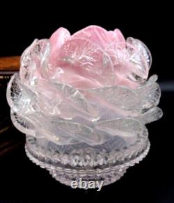Bohemian Pink Opalescent Art Glass Peony Fairy Lamp Shade w Clarke's Pyramid Cup