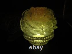 Bohemian Pink Opalescent Art Glass Peony Fairy Lamp Shade w Clarke's Pyramid Cup