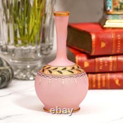 Bohemian Style Victorian Antique Hand Blown Pink Art Glass Vase