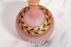 Bohemian Style Victorian Antique Hand Blown Pink Art Glass Vase