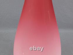 Bohemian Victorian Hand Blown Pink Satin Cased Glass 14 3/4 Inch Vase Circa 1880