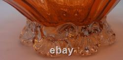 Bohemian Victorian Harrach Orange Pink Art Glass Jack in the Pulpit Optic Bowl