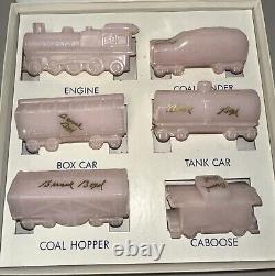 Boyd Glass Six Piece Boyd's Special Train Set # 82 In Rosie Pink 1999 Signed All