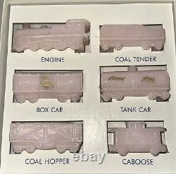 Boyd Glass Six Piece Boyd's Special Train Set # 82 In Rosie Pink 1999 Signed All