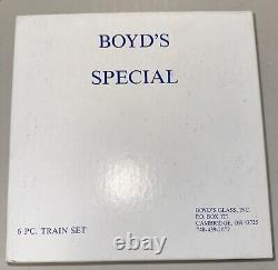 Boyd Glass Six Piece Boyd's Special Train Set # 82 In Rosie Pink 1999 Signed All