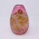 Brent Cox 1980 Studio Art Glass Vase Pink with gold oil spots swirl 6