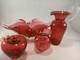 Bristol Blue vase jug cranberry ruby pink 4x glass ornaments made in Bedminster