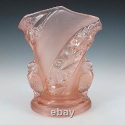 Brockwitz #6925 Art Deco Pink Glass'Parakeet' Bird Vase