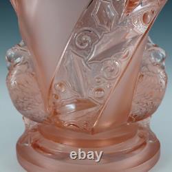 Brockwitz #6925 Art Deco Pink Glass'Parakeet' Bird Vase