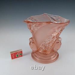 Brockwitz #6925 Art Deco Pink Glass'Parakeet' Bird Vase