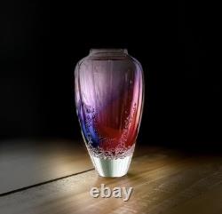 Buzz Blodgett Studio Art Glass Sea Foam Vase, Signed 1997 Pink/Purple 6.5