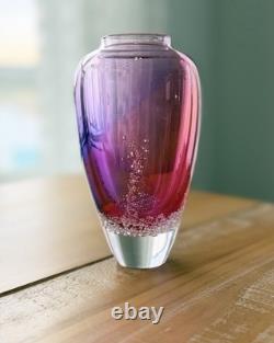 Buzz Blodgett Studio Art Glass Sea Foam Vase, Signed 1997 Pink/Purple 6.5