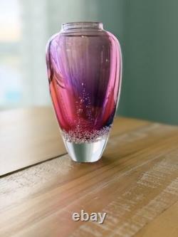 Buzz Blodgett Studio Art Glass Sea Foam Vase, Signed 1997 Pink/Purple 6.5