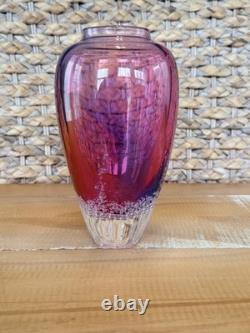 Buzz Blodgett Studio Art Glass Sea Foam Vase, Signed 1997 Pink/Purple 6.5