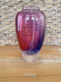 Buzz Blodgett Studio Art Glass Sea Foam Vase, Signed 1997 Pink/Purple 6.5