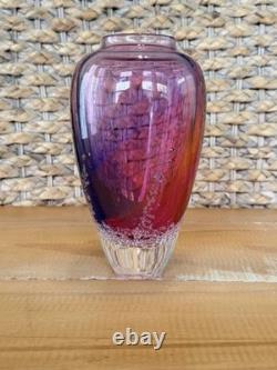 Buzz Blodgett Studio Art Glass Sea Foam Vase, Signed 1997 Pink/Purple 6.5