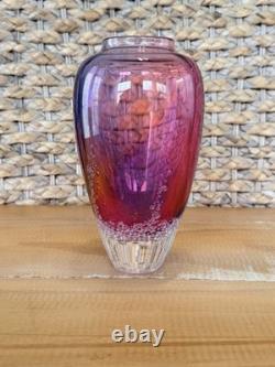 Buzz Blodgett Studio Art Glass Sea Foam Vase, Signed 1997 Pink/Purple 6.5