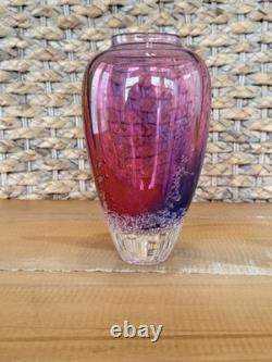 Buzz Blodgett Studio Art Glass Sea Foam Vase, Signed 1997 Pink/Purple 6.5