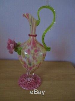 C1872 Salviati & C. Venetian Screziato Glass Vase Ewer Pink Green White Venetian