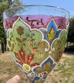 C1900 Square Foot Fritz Heckert'Jodhpur'-series Polychrome & Gilded Wine Glass